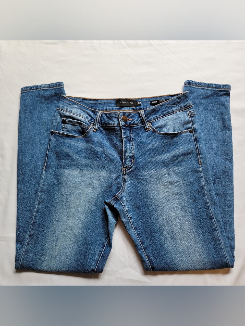 Tahari Chloe Fit Solution Skinny Jeans Women 6/28 Blue Medium Wash Stretch Denim
